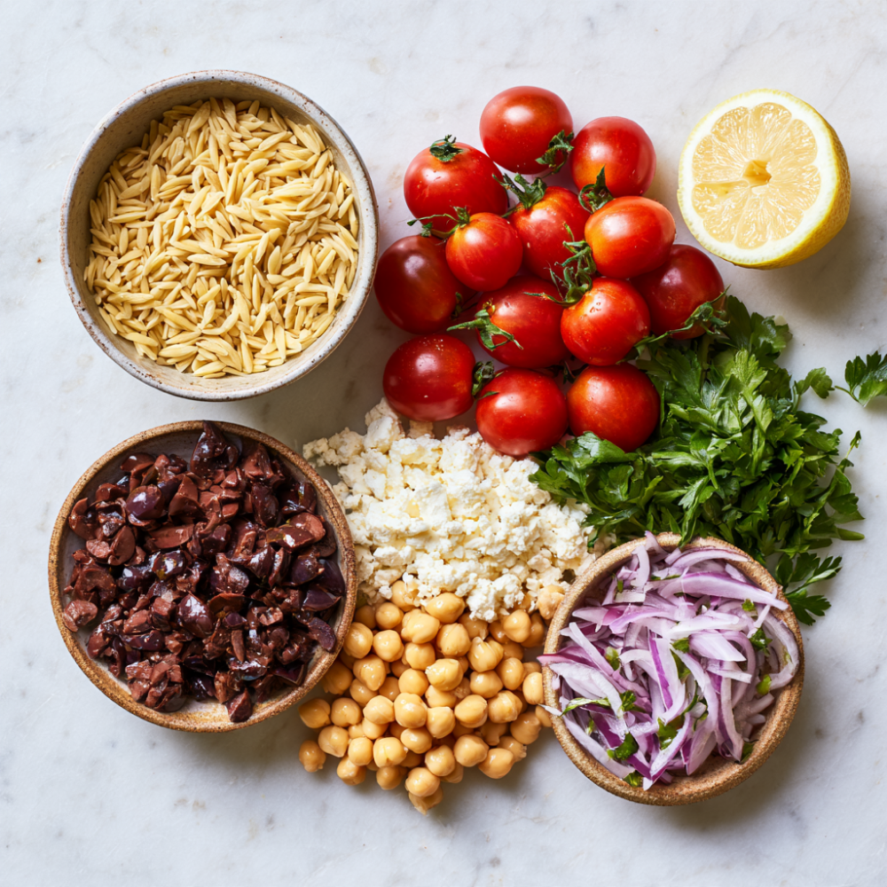 Mediterranean Orzo Salad Recipe-Ingredients