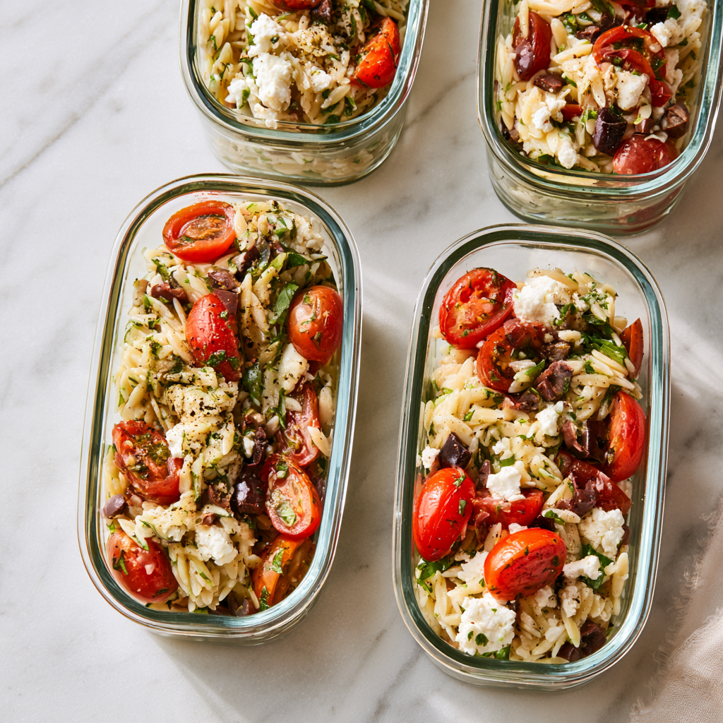 Mediterranean Orzo Salad Recipe-Meal Prep