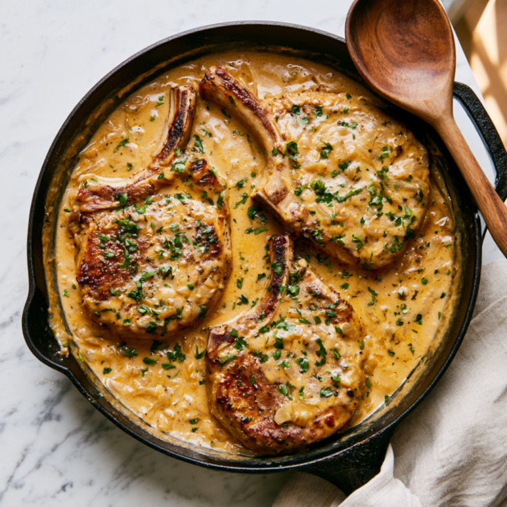 One-Skillet Smothered Pork Chops