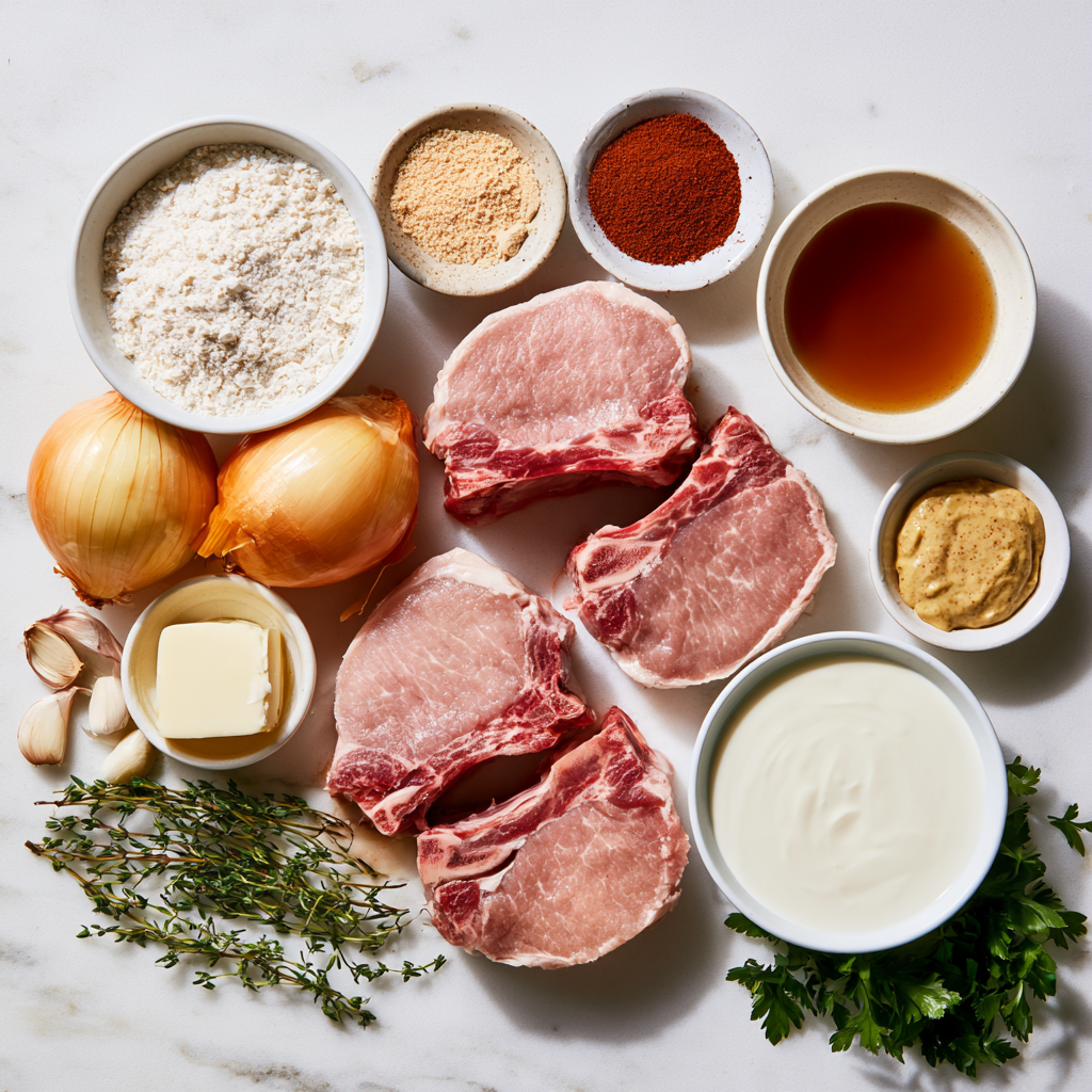 One-Skillet Smothered Pork Chops-ingredients