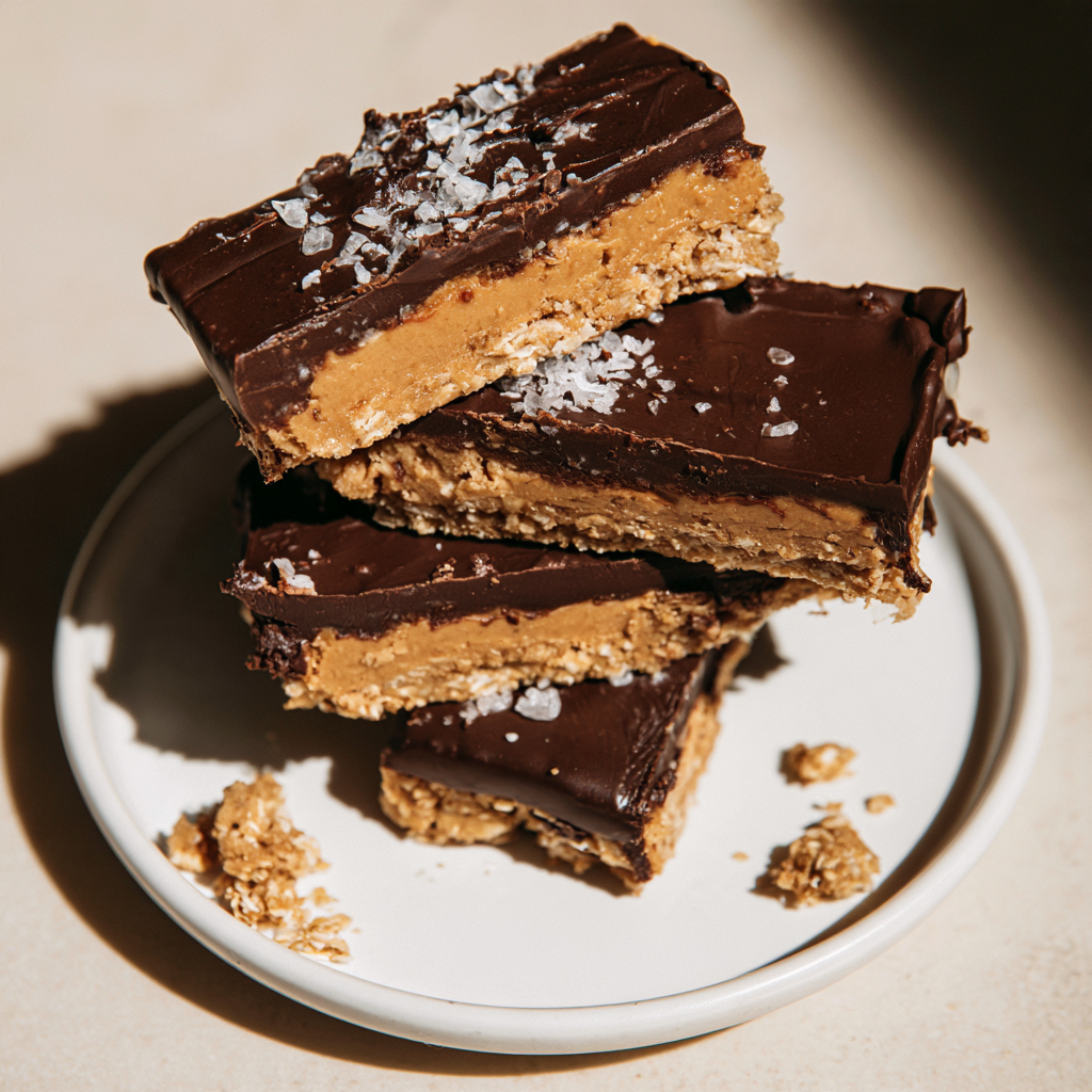 Peanut Butter Chocolate Bars stacked