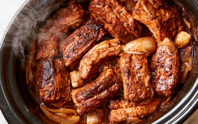 Pork Ribs In The Crockpot-Cooked