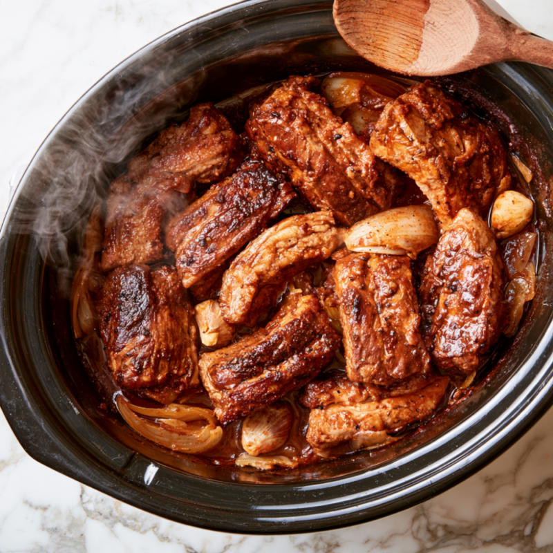 Pork Ribs In The Crockpot-Cooked