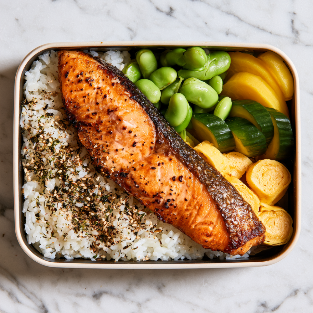 Recipe 2_ Shiozake (Grilled Salted Salmon) Bento