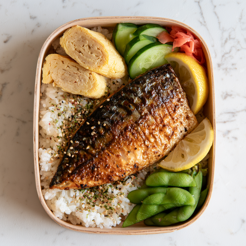 Recipe 3_ Saba Shioyaki (Grilled Salted Mackerel) Bento