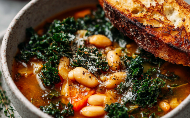 Rustic Tuscan White Bean Soup