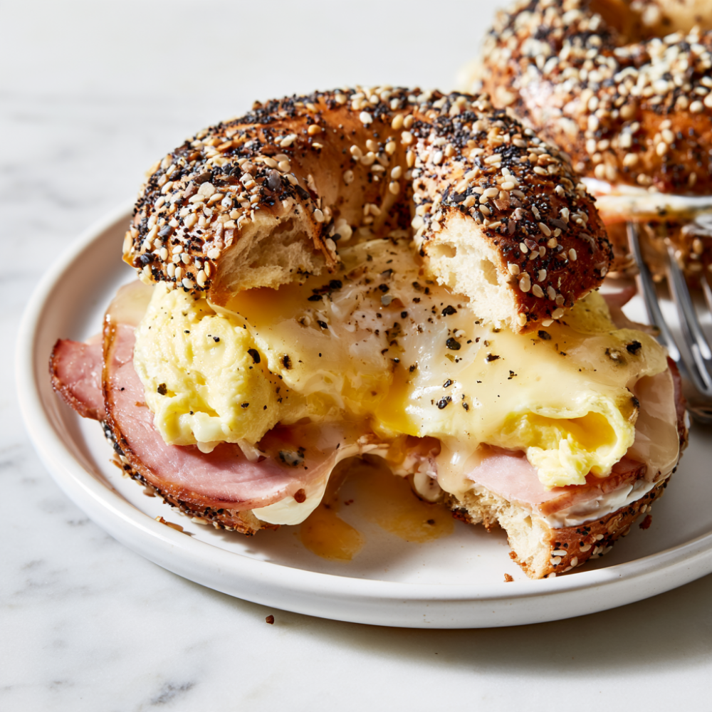 Sandwich 4_ Everything Bagel with Ham & Swiss