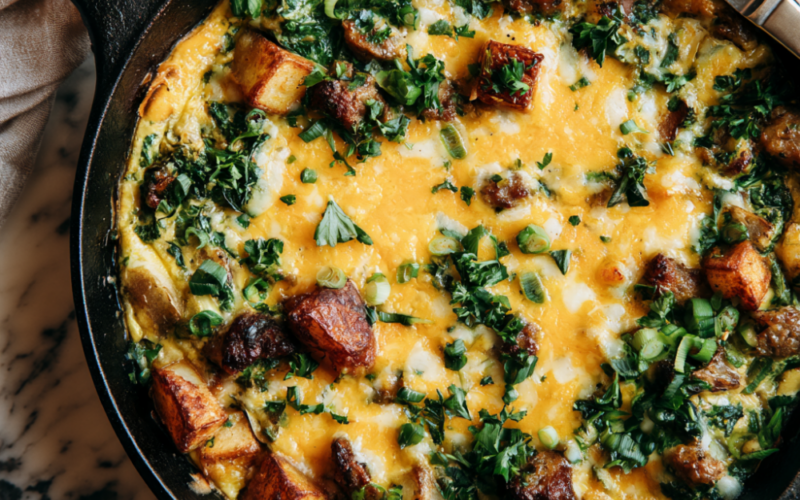 Sausage, Spinach & Potato Frittata-Skillet