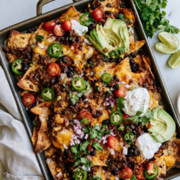 Sheet Pan Nachos with Ground Beef