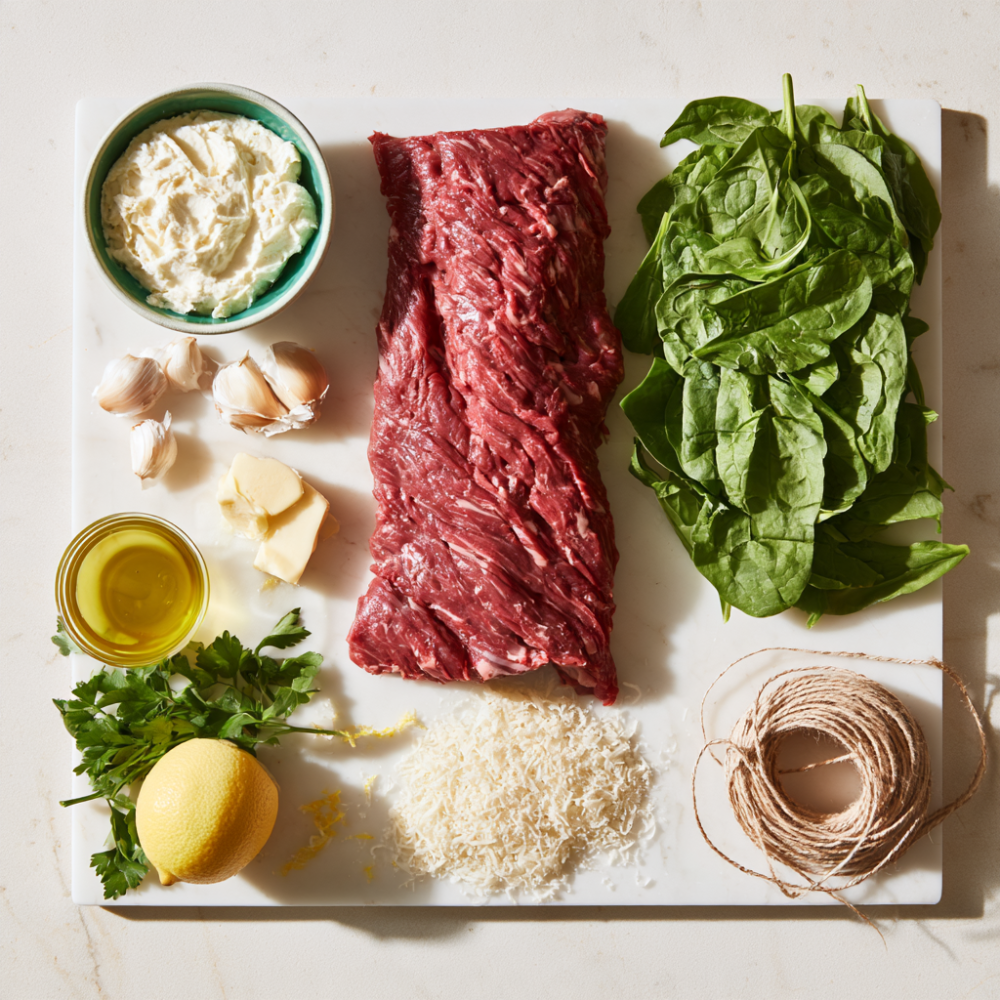 Skirt Steak Pinwheels (Garlic Herb Stuffed)-Ingredients