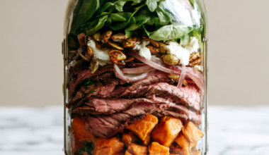 Steak & Sweet Potato Power Bowl Salad in a Mason Jar