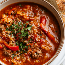 Stuffed Pepper Soup Crockpot-bowl
