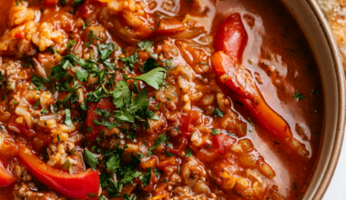 Stuffed Pepper Soup Crockpot-bowl