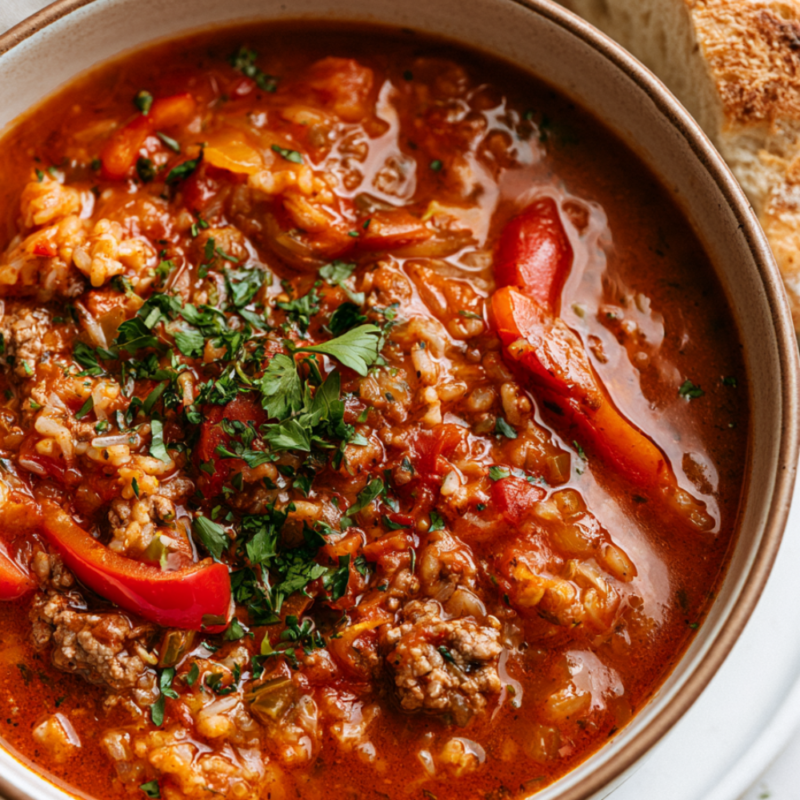 Stuffed Pepper Soup Crockpot-bowl