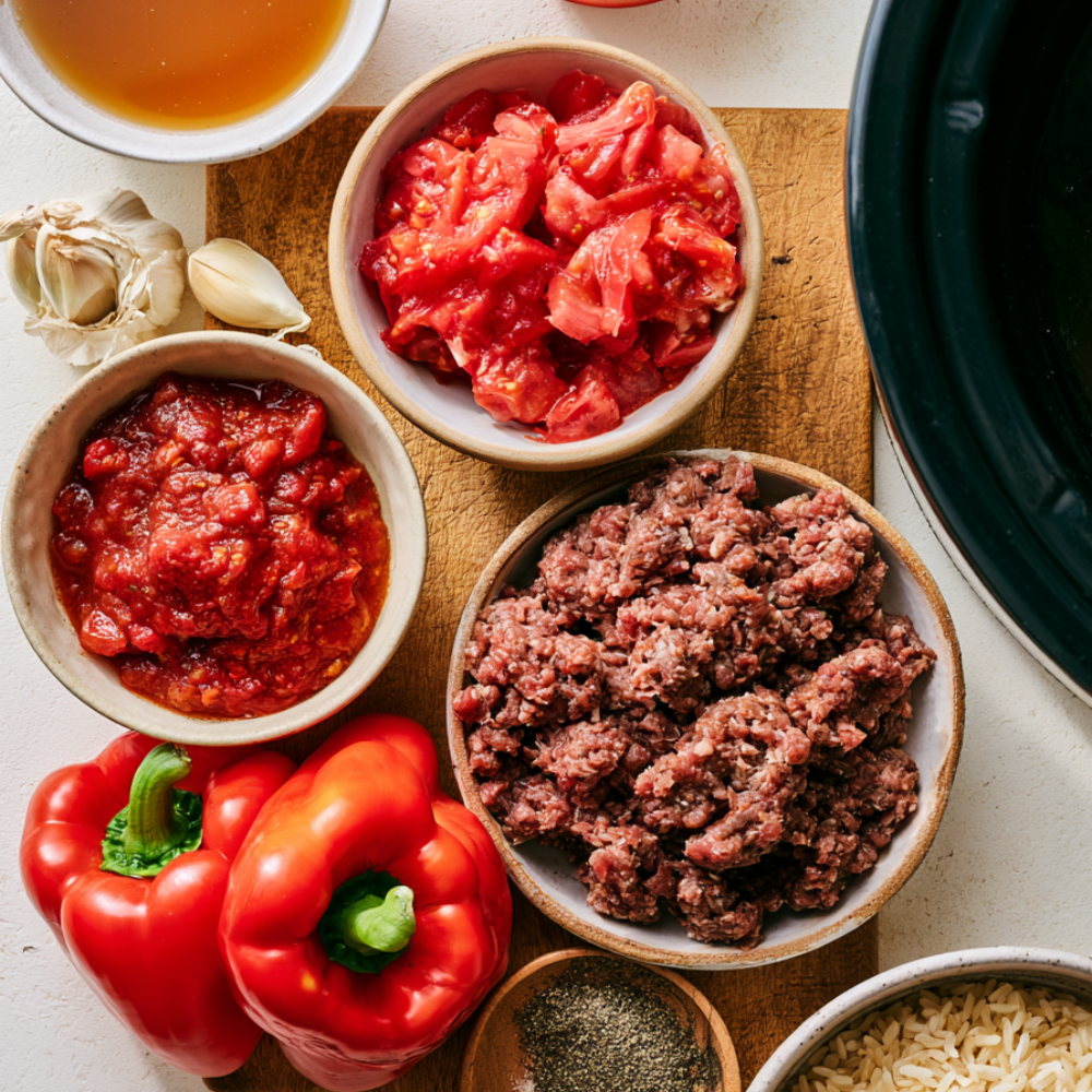 Stuffed Pepper Soup Crockpot-ingredients