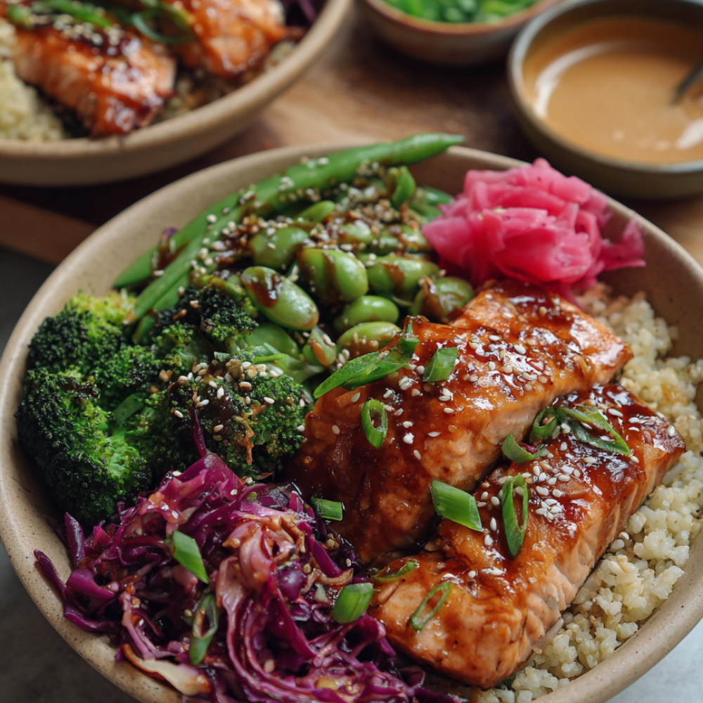 Teriyaki Salmon Bowl with Toppings