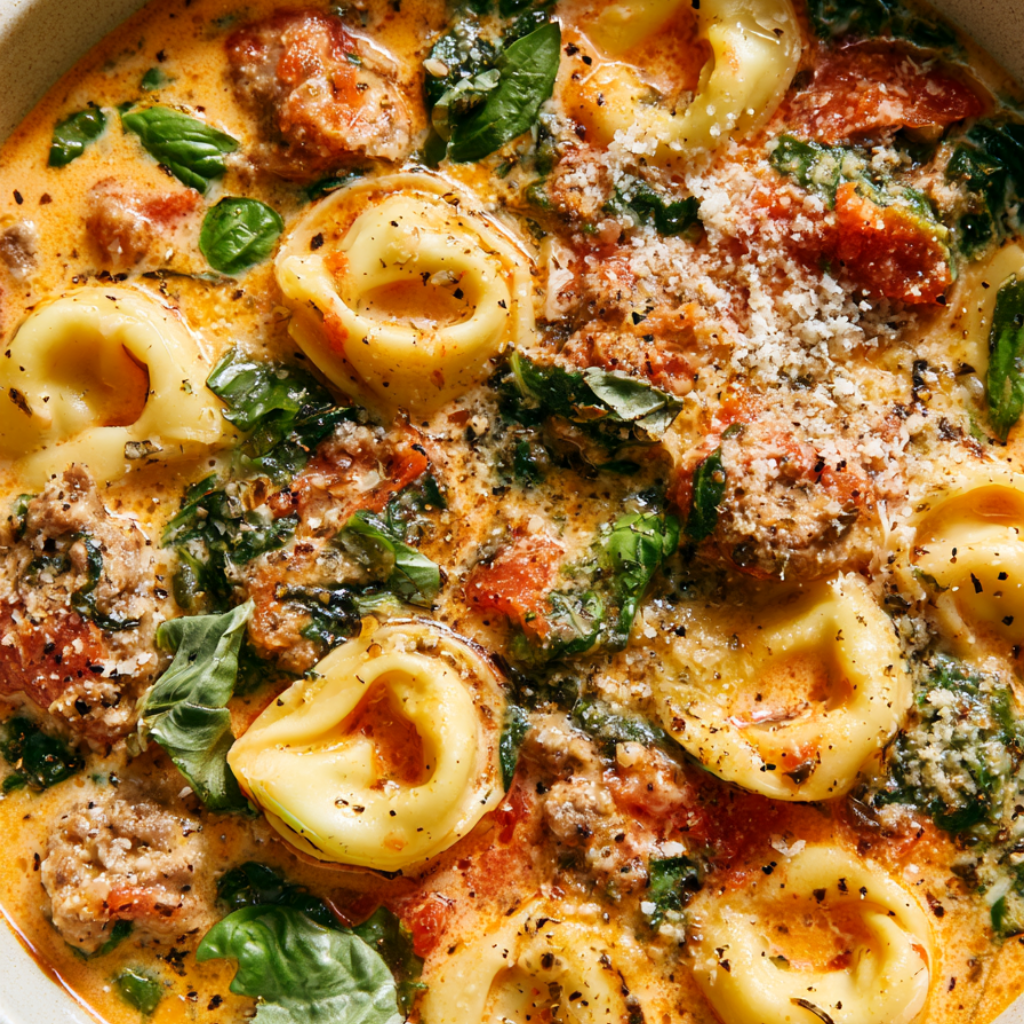Tortellini Soup Crockpot Recipe - Close up