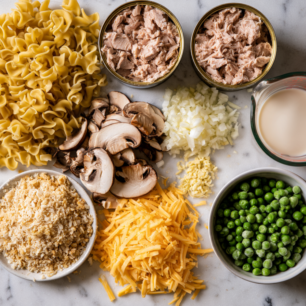 Tuna Noodle Casserole -ingredients