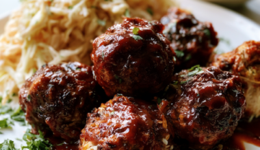 BBQ meatballs crockpot-with salad