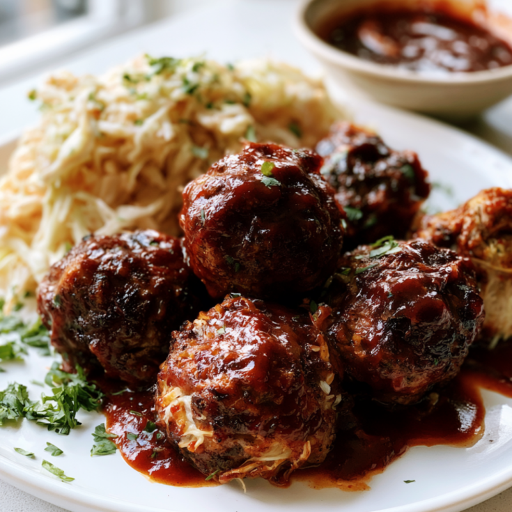 BBQ meatballs crockpot-with salad
