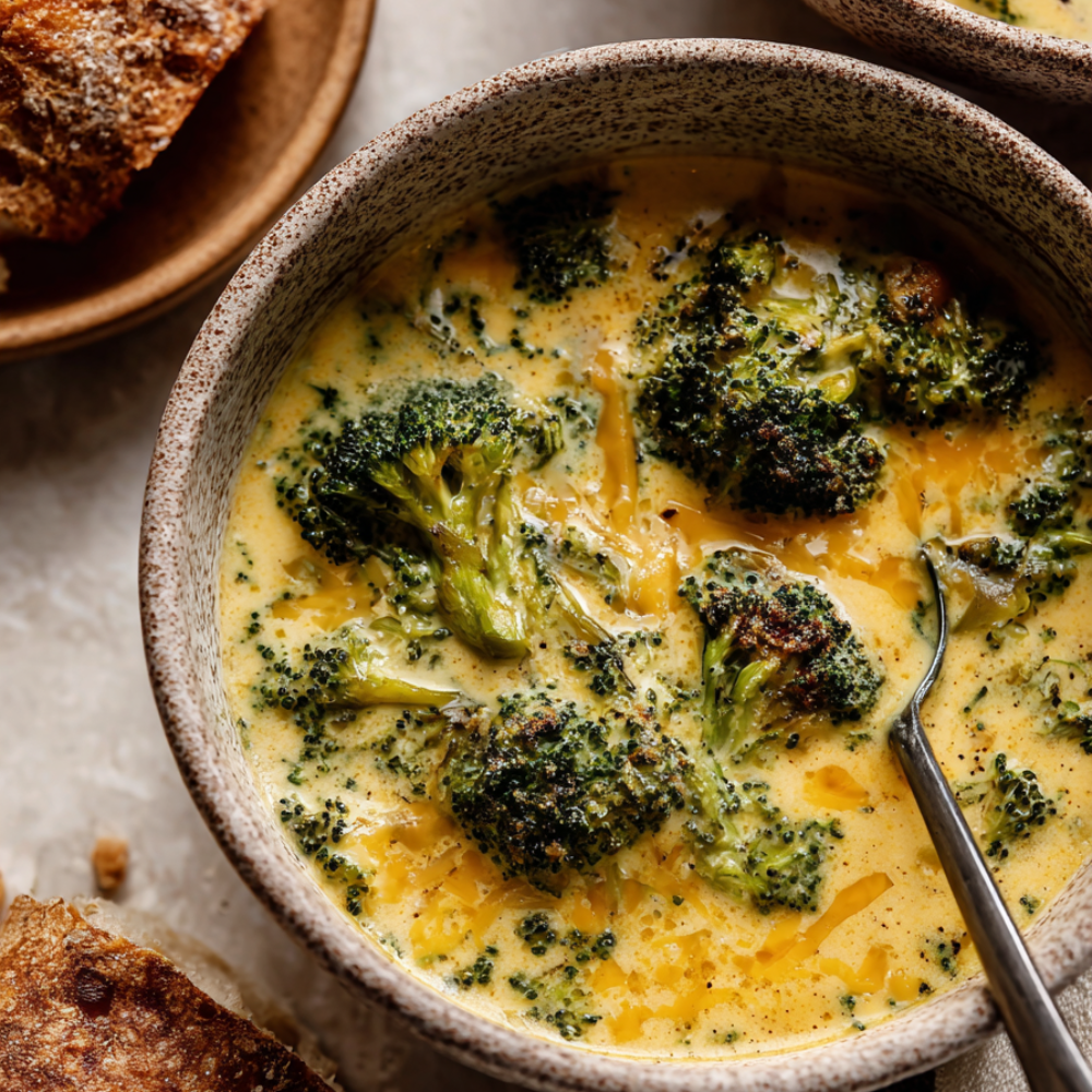 crockpot broccoli cheese soup-bowl