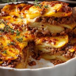 ground beef and potatoes-close up