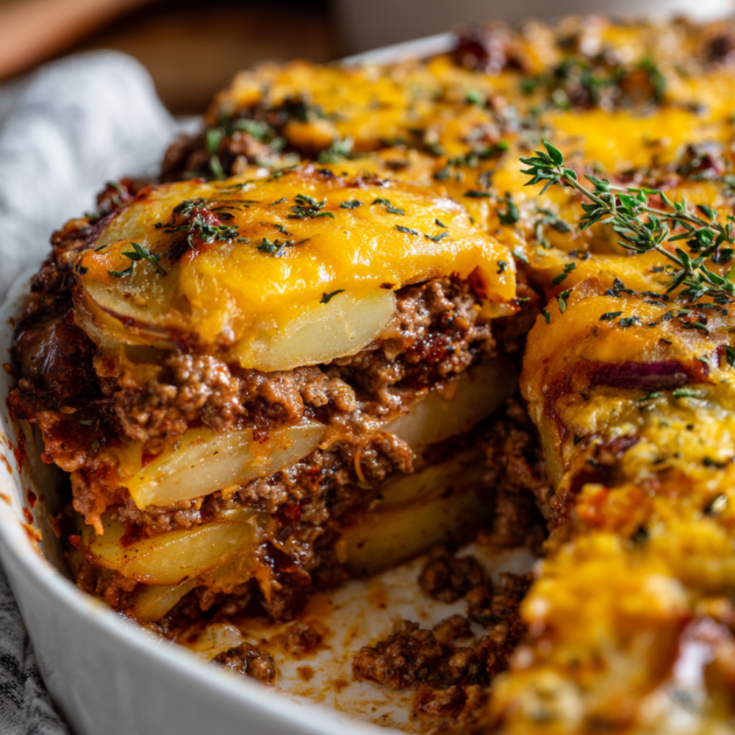 ground beef and potatoes-layers