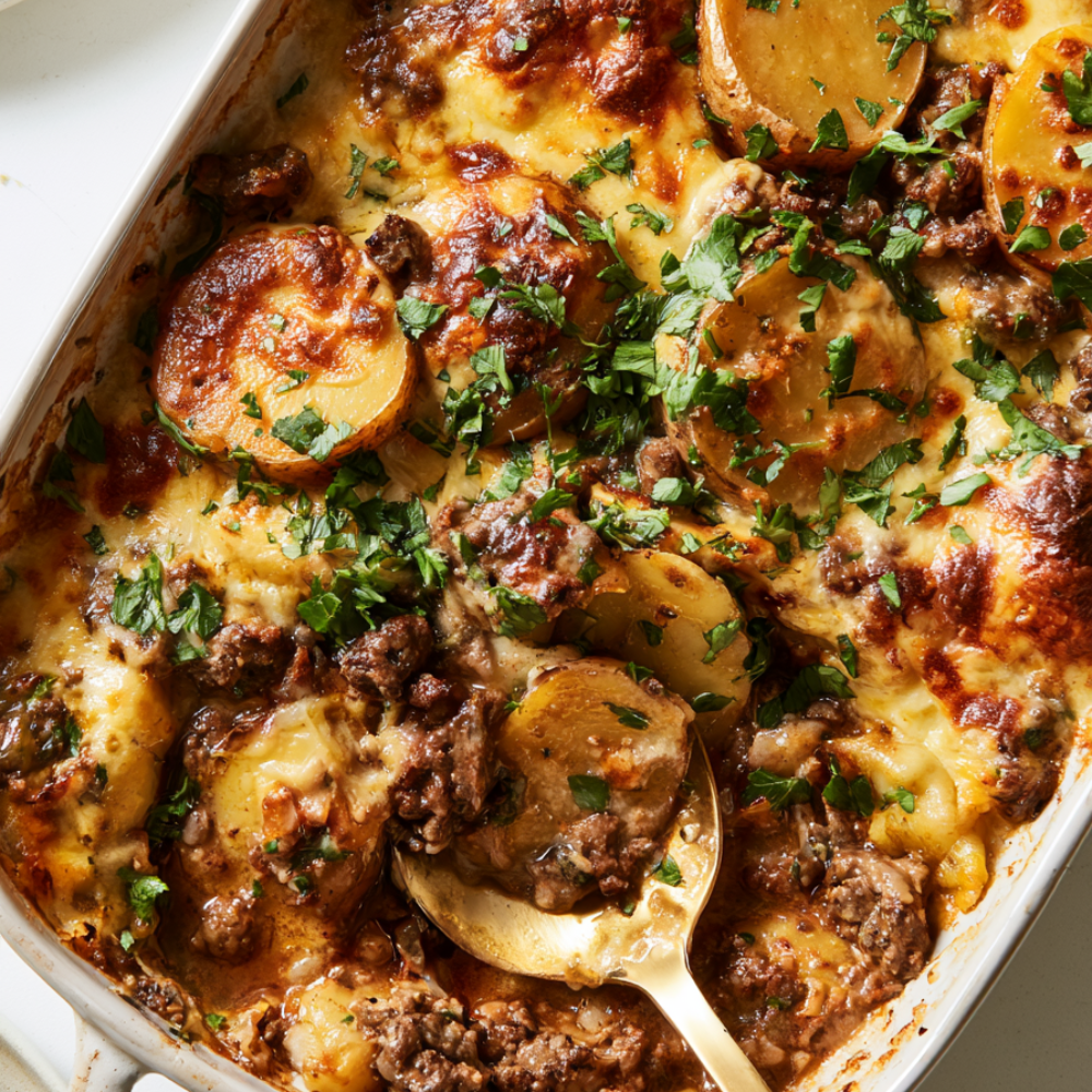 ground beef and potatoes-serving