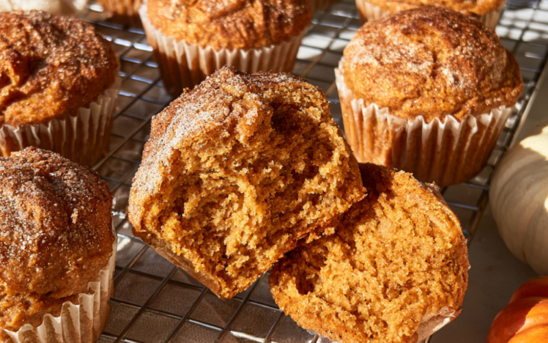 pumpkin protein muffins- closeup