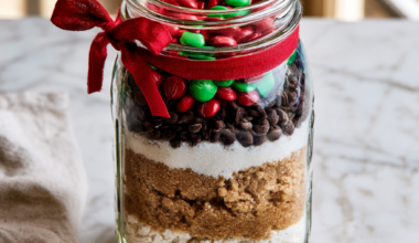 1. Christmas M&M Chocolate Chip Cookie Mix in a Jar