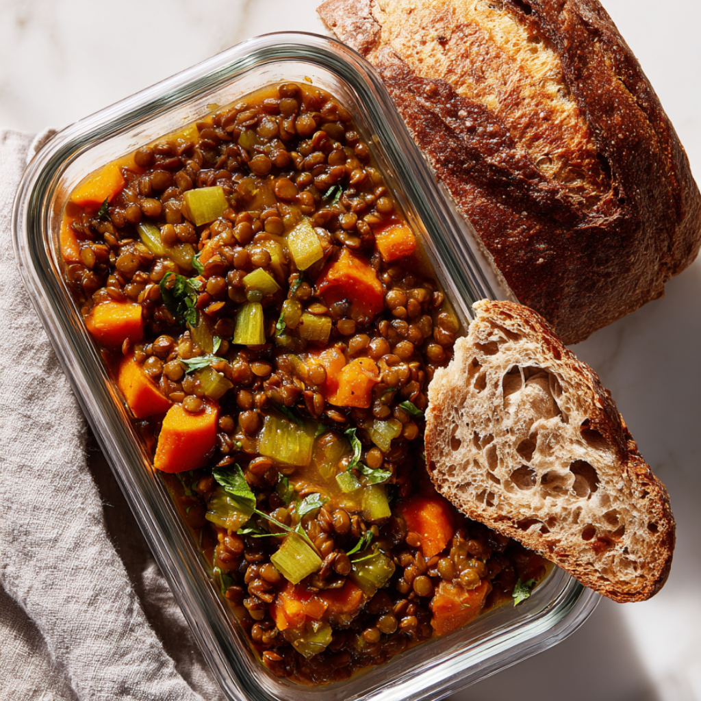 1. Mediterranean Lentil Soup — 25g Protein, 15g Fiber