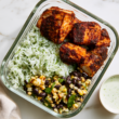 3. Crispy Baked Cod _Fish Taco_ Bowls with Cilantro-Lime Crema