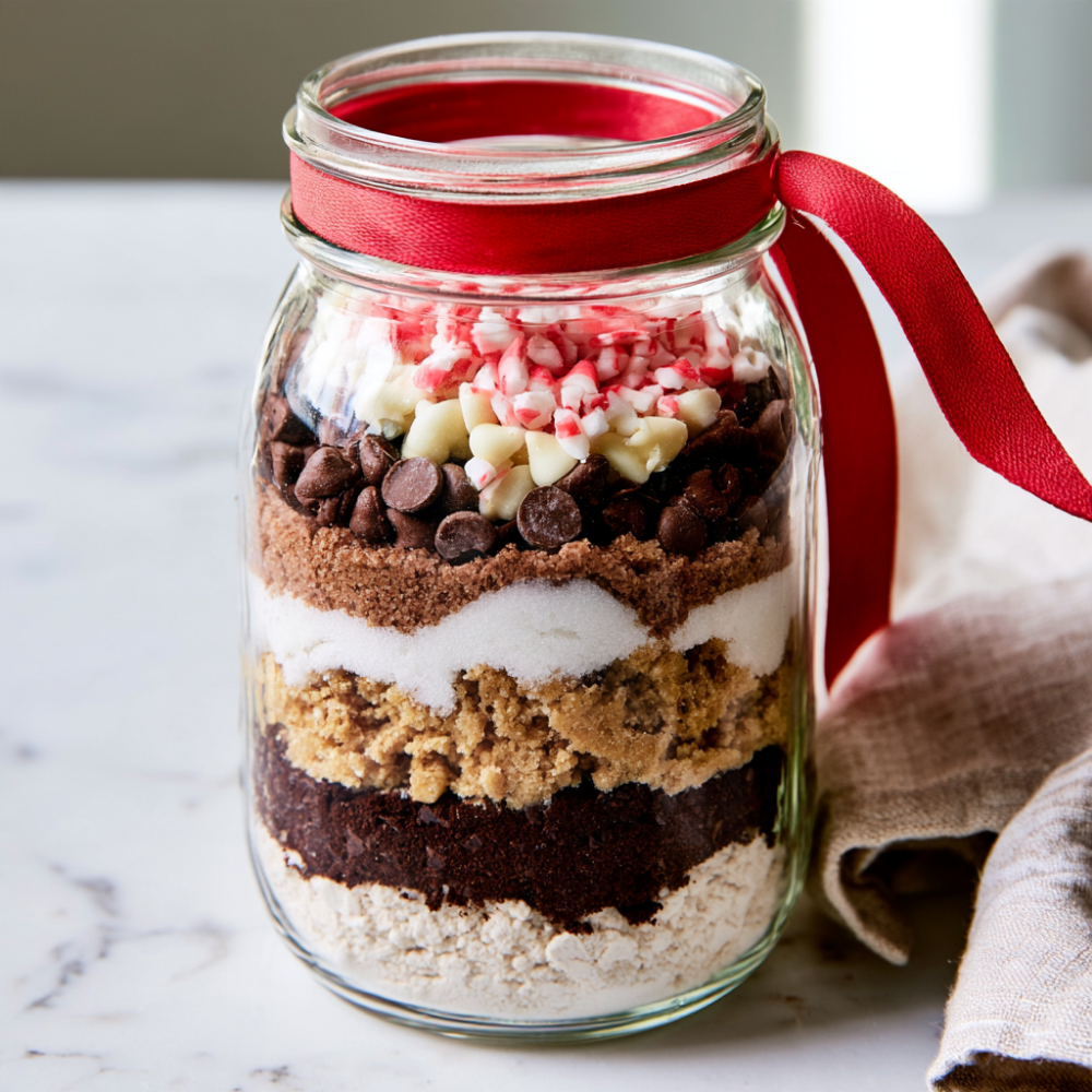3. Double Chocolate Peppermint Cookie Mix in a Jar