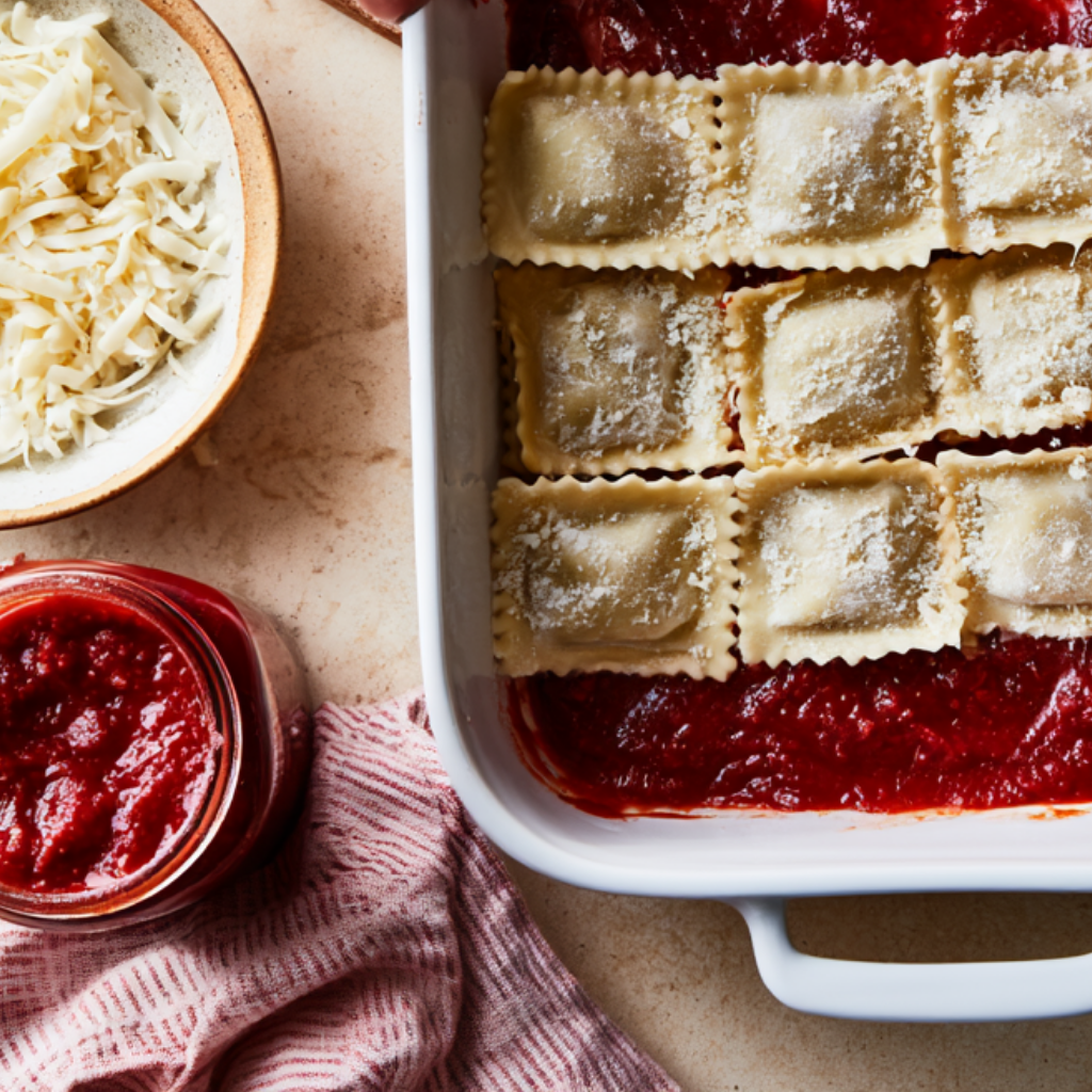 4-Ingredient Ravioli Lasagna-assembly
