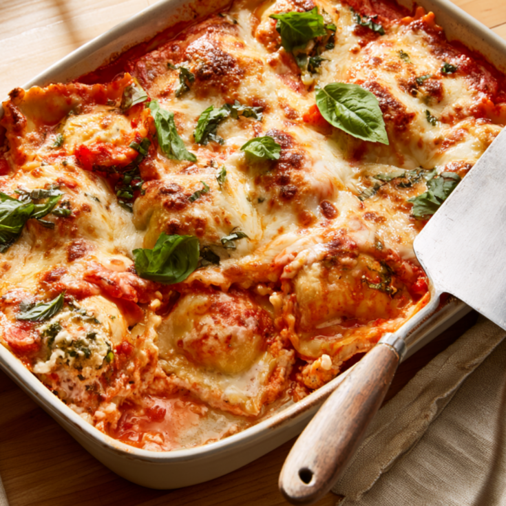 4-Ingredient Ravioli Lasagna-baked