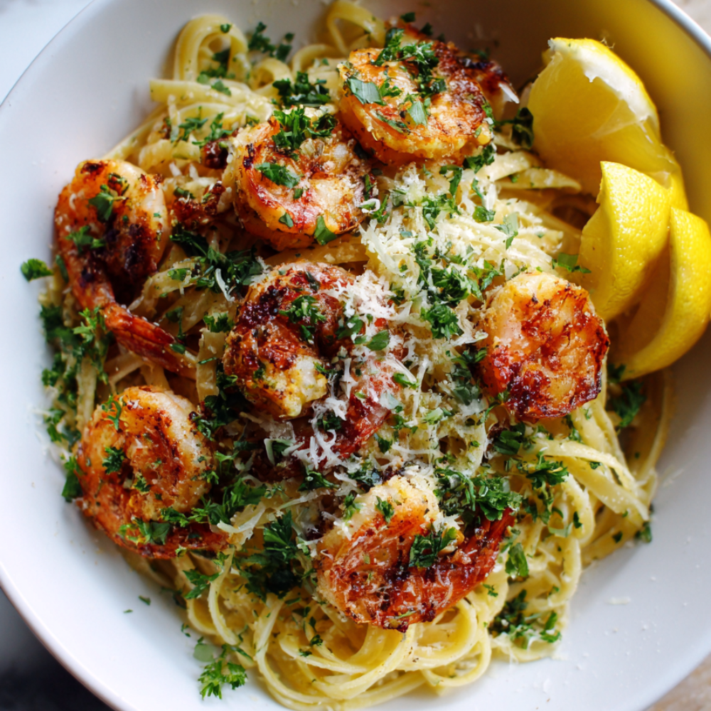 4. Classic Shrimp Scampi with Linguine — 36g Protein