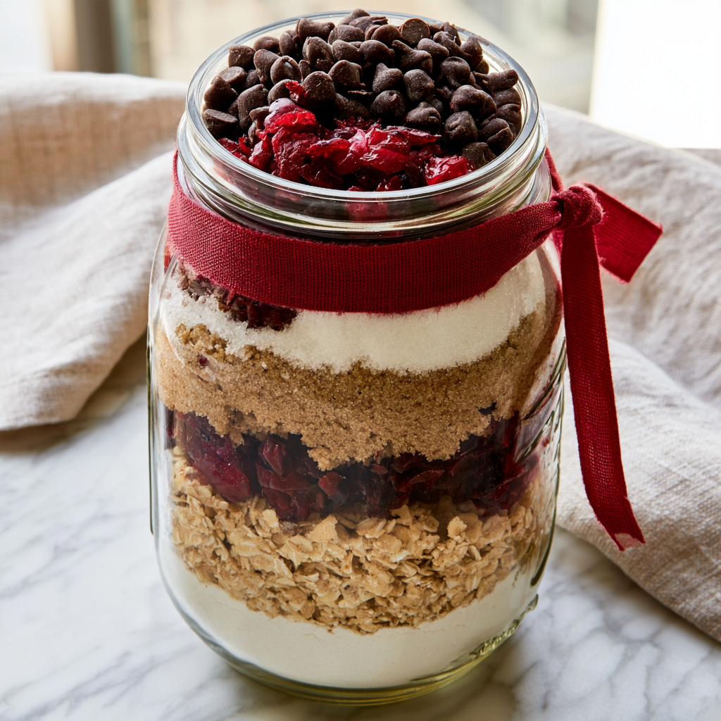 4. Cranberry Oatmeal Chocolate Chip Cookie Mix in a Jar