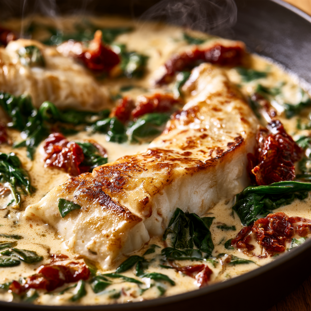 5. High-Protein Creamy Tuscan White Fish Skillet