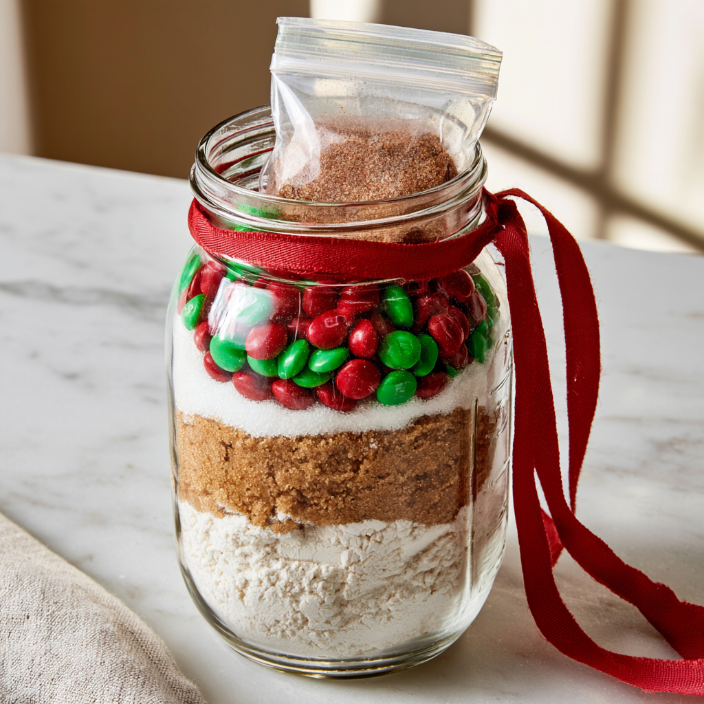 6. Christmas M&M Snickerdoodle Cookie Mix in a Jar
