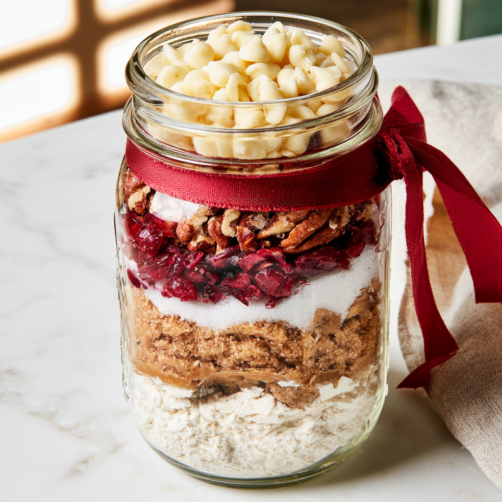 7. Cranberry Pecan White Chocolate Cookie Mix in a Jar