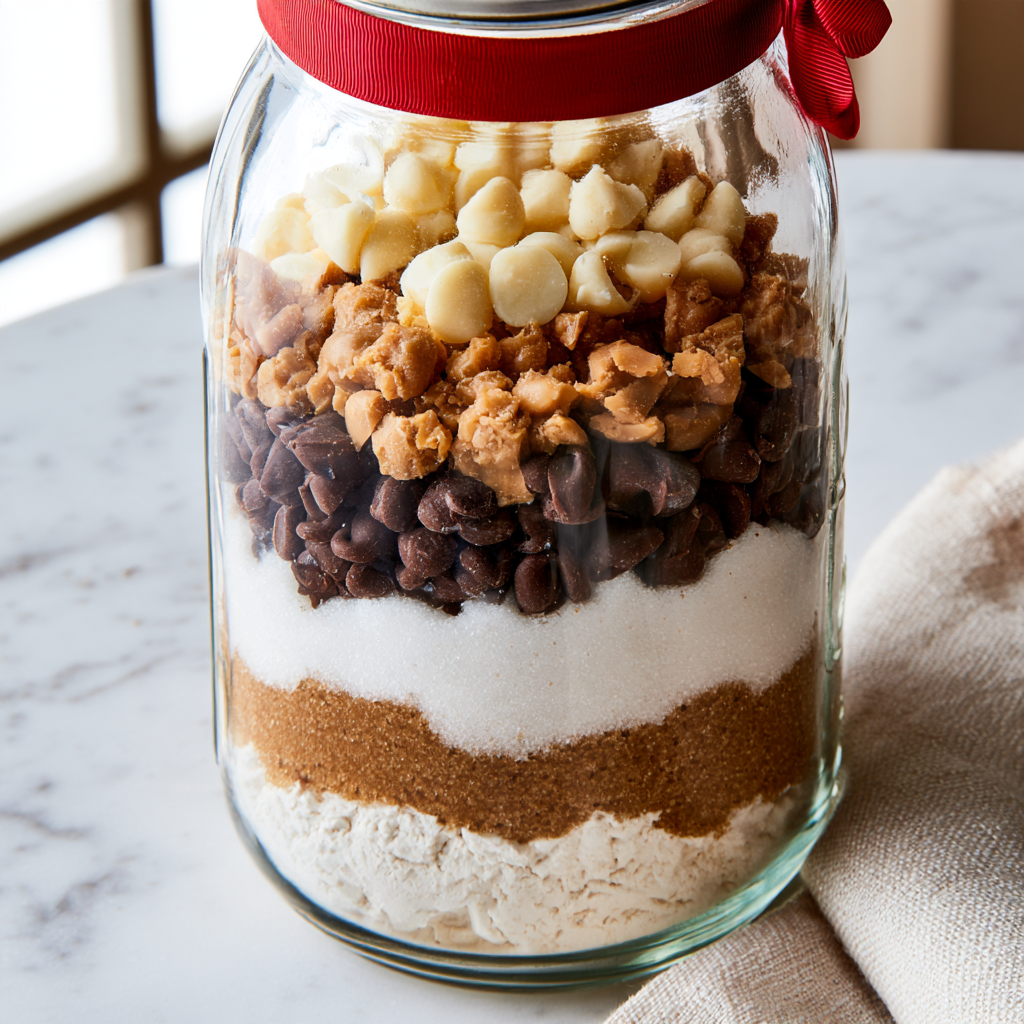 8. Chocolate Toffee White Chocolate Cookie Mix in a Jar