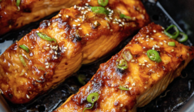 Air Fryer Salmon with Teriyaki Glaze Recipe-closeup