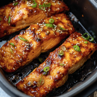 Air Fryer Salmon with Teriyaki Glaze Recipe-closeup