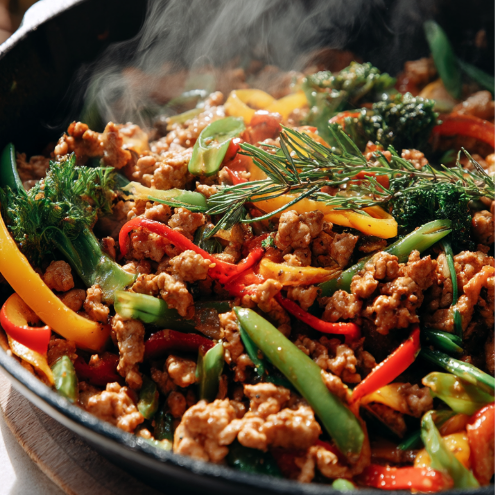 Asian Ground Chicken Stir Fry-closeup