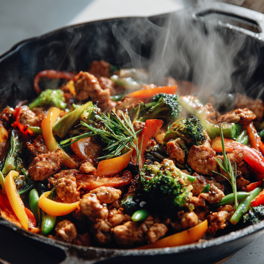 Asian Ground Chicken Stir Fry-one pan