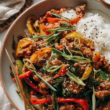 Asian Ground Chicken Stir Fry over rice