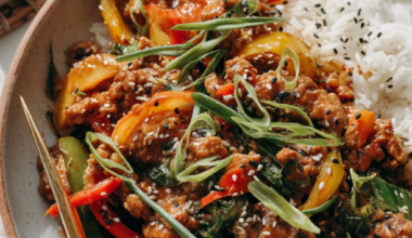 Asian Ground Chicken Stir Fry over rice