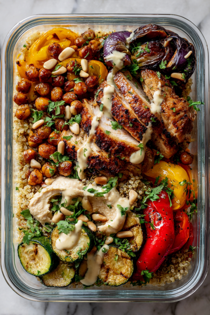 Autumn Mediterranean Diet Meal Prep Bowls-top view