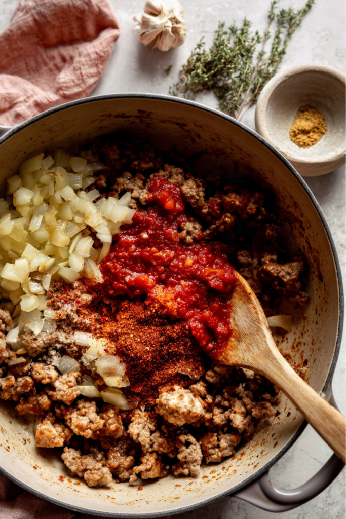 Autumn Turkey Sweet Potato Chili-cooking process