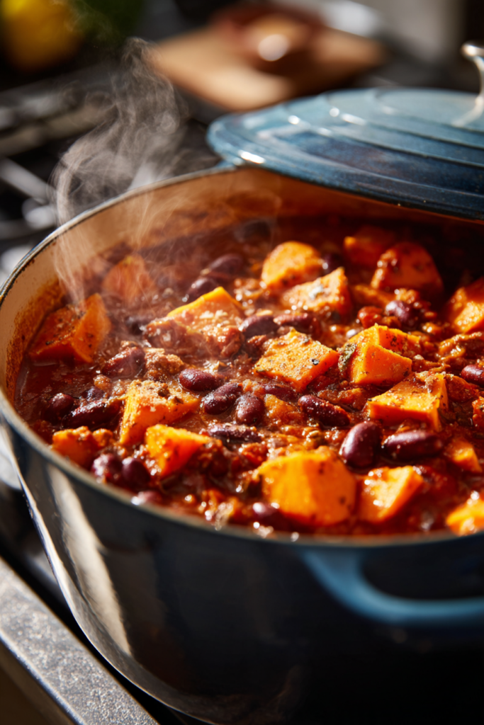 Autumn Turkey Sweet Potato Chili-dutch oven